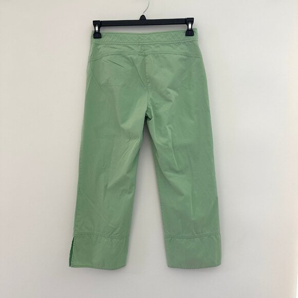 Eileen Fisher Green Cropped Wide Leg Pants Womens Size XS Lightweight Mid Rise - Picture 2 of 7